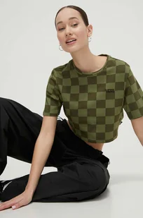 Vans t-shirt bawełniany damski kolor zielony - Koszulki sportowe damskie - miniaturka - grafika 1