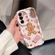 Etui i futerały do telefonów - TEMU Etui na telefon z wzorem choinki, piernikowego ludzika, skarpety i , jednolity biały , falowana ramka dla for Samsung Galaxy S22/S22+/S22 - miniaturka - grafika 1