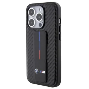 Etui BMW Grip Stand Smooth & Carbon na iPhone 15 Pro - czarne - Etui i futerały do telefonów - miniaturka - grafika 3