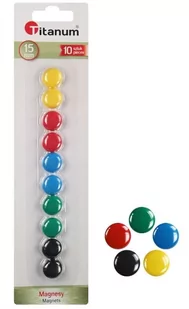 Titanum Magnesy do tablic 15 mm 10 sztuk Kolory gładkie - Magnesy - miniaturka - grafika 2