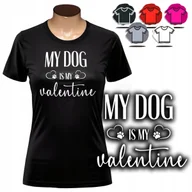 Koszulki i topy damskie - KOSZULKA DAMSKA Z NADRUKIEM T-SHIRT - WZÓR SERCE LOVE PIES DOG PREZENT - XS - miniaturka - grafika 1
