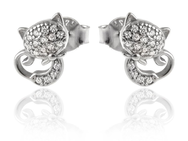Kolczyki ze srebra Koty wkrętki k3373