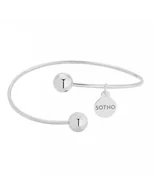 Bransoletki - Srebrna Sztywna Bransoletka Z Kuleczkami - miniaturka - grafika 1