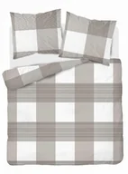 Pościel - Detexpol Pościel flanelowa 220x200 beżowa kratka 4944 B Flanela 2024 - miniaturka - grafika 1