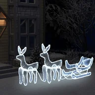 Oświetlenie świąteczne - vidaXL 2 świąteczne renifery z saniami z lampek, z siateczką, 320 LED - miniaturka - grafika 1