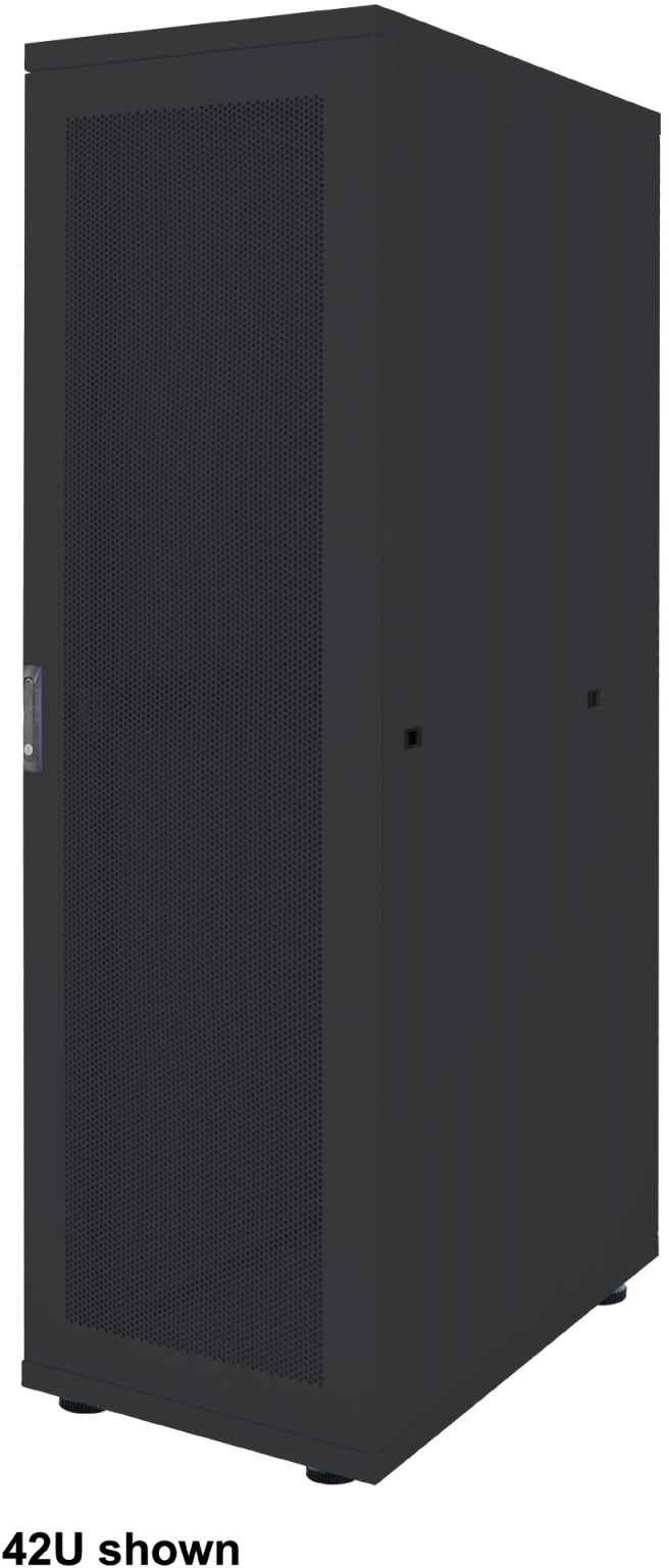 INTELLINET 48,3 cm 19 Zoll Serverschrank Basic Line 42 HE 2033x600x1000mm HxBxT Flatpack Traglast 600kg schwarz 715461
