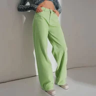 Spodnie damskie - Kolorowe proste jeansy damskie - Zielony - miniaturka - grafika 1