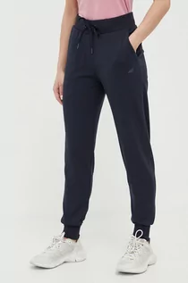 Spodnie damskie - 4F spodnie dresowe kolor granatowy gładkie - grafika 1