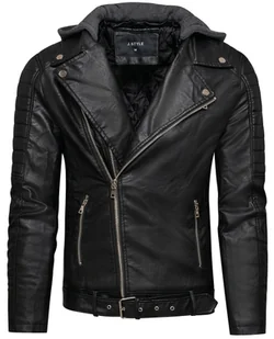 Kurtka męska skórzana czarna ramoneska Recea - M - Kurtki męskie - miniaturka - grafika 1