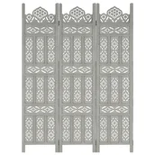 Parawany - Parawan VidaXL, 3-panelowy, rzeźbiony, szary, drewno mango, 120x165 cm - miniaturka - grafika 1