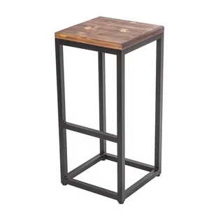 HOKER BAROWY KRZESŁO STOŁEK LOFT 75 cm - ciemne drewno - Taborety i hokery - miniaturka - grafika 1