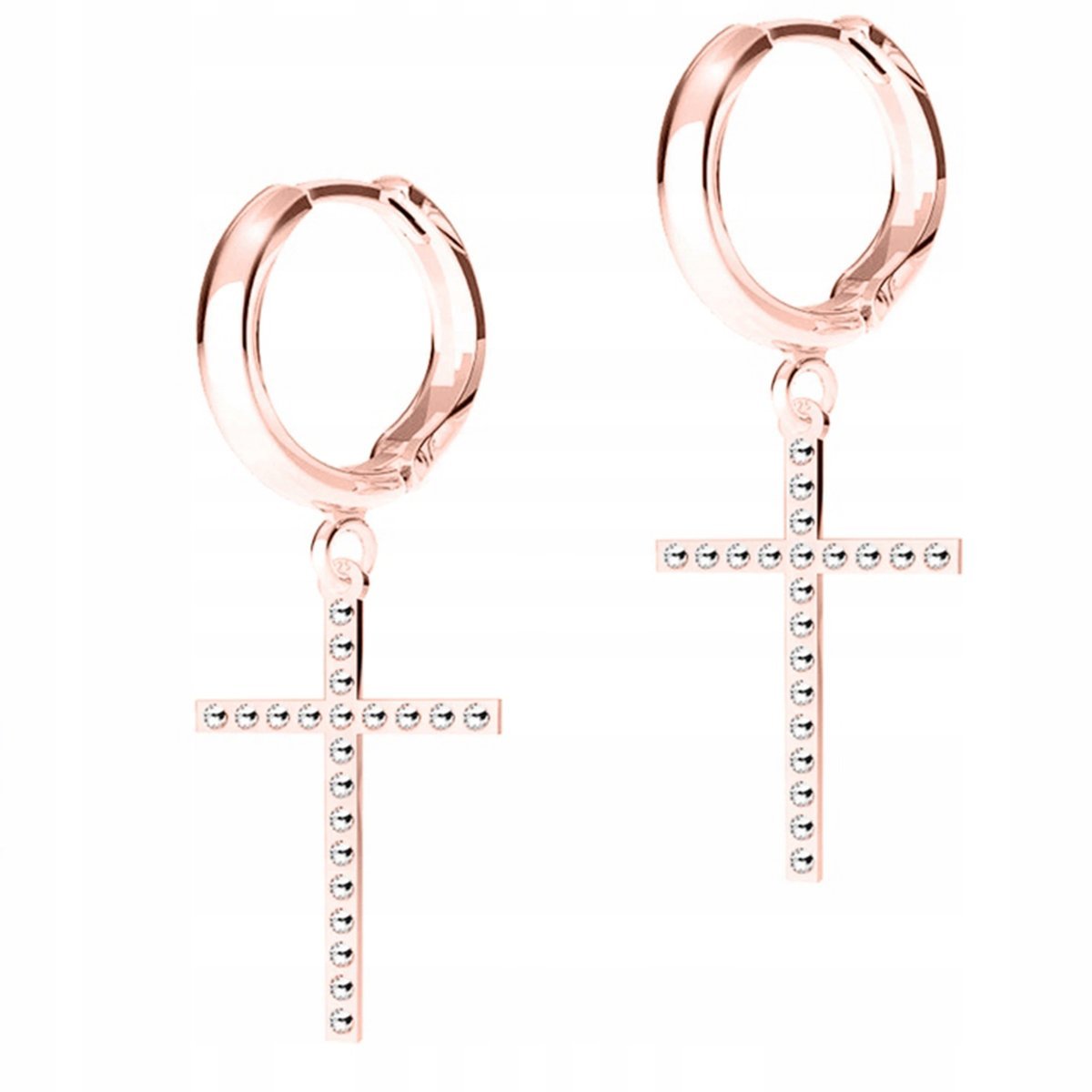 Kolczyki Pozłacane Krzyżyk Cross Krzyże Krzyżyki z Cyrkoniami SREBRO 925