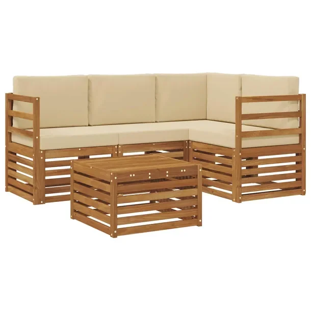 Zestaw Sof Ogrodowych z Drewna Akacjowego - Modułowy, Nowoczesny Design z
