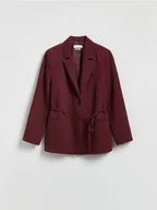 Marynarki i żakiety damskie - Reserved - Marynarka z wiązaniem - burgundowy - miniaturka - grafika 1