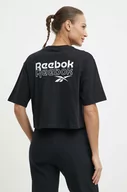 Koszulki sportowe damskie - Reebok t-shirt bawełniany damski kolor czarny 100075953 - miniaturka - grafika 1