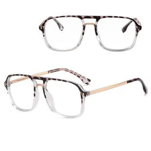 Okulary pilotki zerówki do komputera BLUE LIGHT z flexami 25131E panterka/złoty - Okulary korekcyjne, oprawki, szkła - miniaturka - grafika 1