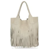 Torebki damskie - Włoski Shopper w stylu Boho Vittoria Gotti Beżowa - miniaturka - grafika 1