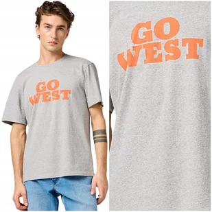 Wrangler GRAPHIC TEE szara bawełniana koszulka t-shirt nadruk REGULAR S - Koszulki męskie - miniaturka - grafika 1