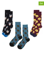 Skarpetki męskie - Happy Socks Skarpety (3 pary) w kolorze fioletowo-niebiesko-czarnym - miniaturka - grafika 1