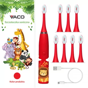 SZCZOTECZKA SONICZNA DLA DZIECI ELEKTRYCZNA DO ZĘBÓW VACO Soniczna szczoteczka do dziecięcych zębów Vaco + 8 wymiennych końcówek - Szczoteczki do zębów dla dzieci - miniaturka - grafika 1