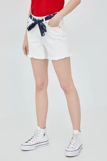 Spodenki damskie - Superdry Superdry szorty jeansowe damskie kolor biały gładkie medium waist - grafika 1