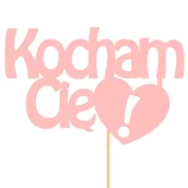 Dekoracje i nakrycia stołu na imprezę - Topper Kocham Cię! Z Sercem Róż - miniaturka - grafika 1