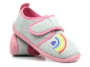 Miękkie kapcie, buty dziecięce z tęczą - BEFADO 902Y020, szare - Befado - Buty dla dziewczynek - miniaturka - grafika 1