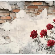 Fototapety - Fototapeta Róże Na Murze Kwiaty Cegła Mur 350x250 cm Tapeta Do Sypialni Salonu Kuchni Na Flizelinie - miniaturka - grafika 1