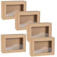 Zestawy upominkowe - Prostokątne pudełko fasonowe z okienkiem, pudełko prezentowe 45x30x10 cm x5 - miniaturka - grafika 1