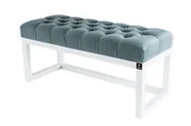 Ławki do przedpokoju - Ławka na buty LPP-2 90cm EMRAWOOD drewno lite kolor biały siedzisko pikowane kolor popielaty - miniaturka - grafika 1