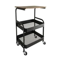 Szafki łazienkowe - Regał łazienkowy na kółkach 45,5 x 30,5 x 73 cm czarny - miniaturka - grafika 1