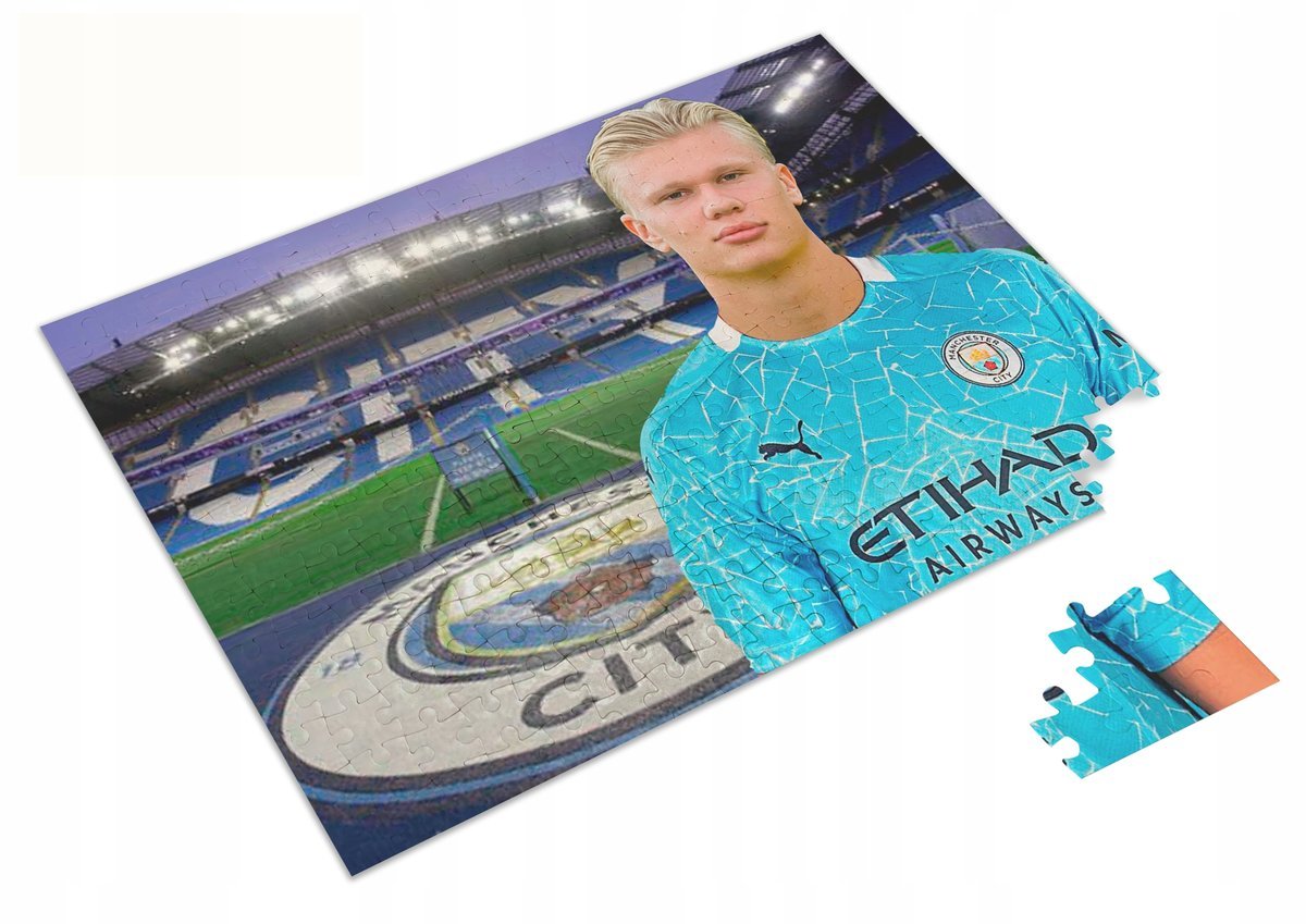 PUZZLE Piłka Nożna Erling Haaland Manchester + IMIĘ Pudełko A4 120 el. #1