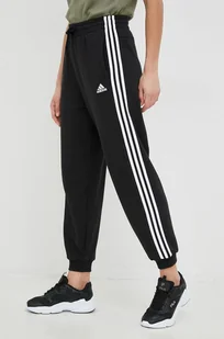 adidas spodnie dresowe bawełniane damskie kolor czarny z aplikacją - Spodnie damskie - miniaturka - grafika 1