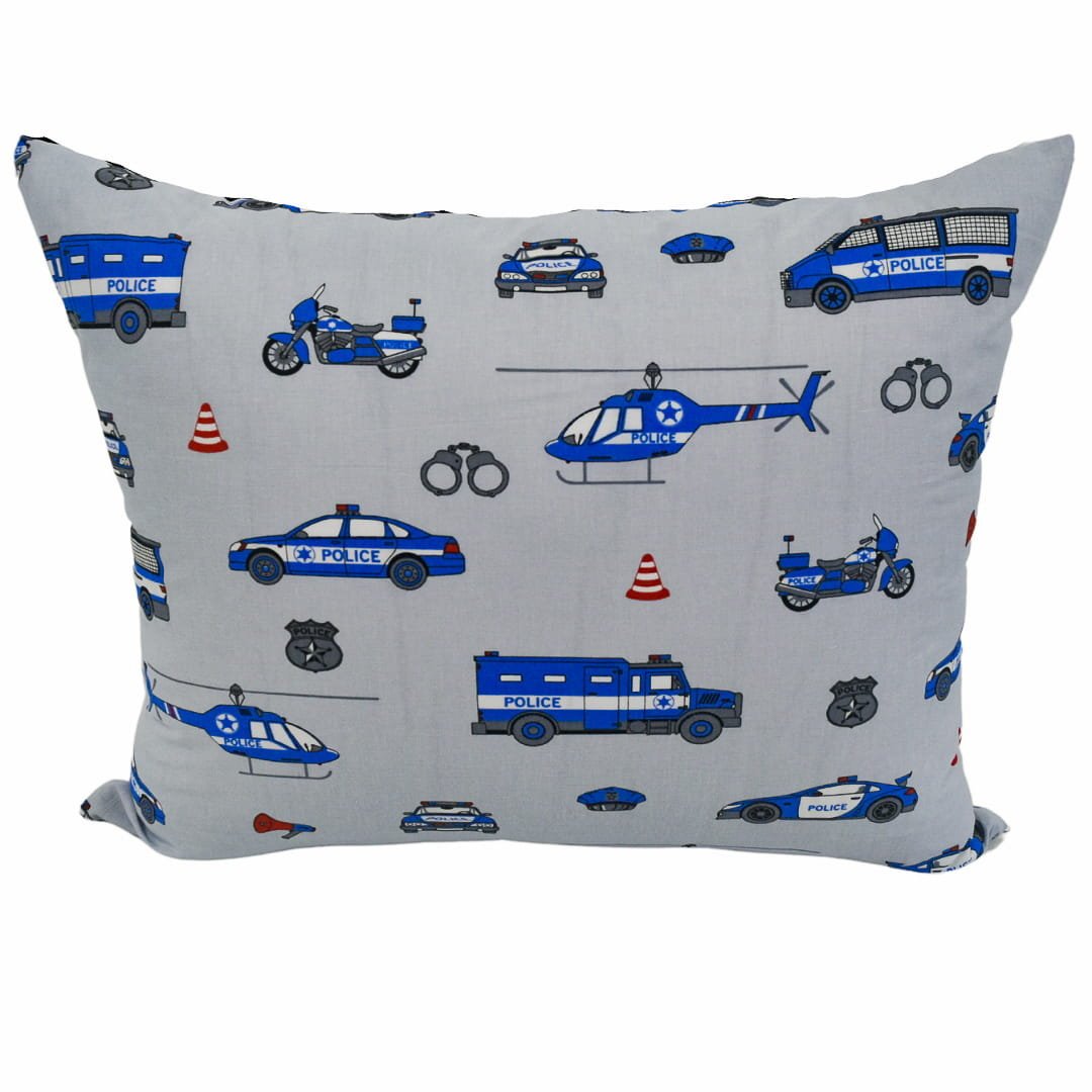 Poszewka Dziecięca 40x60 Bawełniana Policja Na Szarym Wysoka Jakość Polski Producent