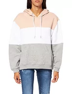 Swetry damskie - Urban Classics Damski sweter z kapturem, wielokolorowy (Light Rose/White/Grey 01221), M - miniaturka - grafika 1