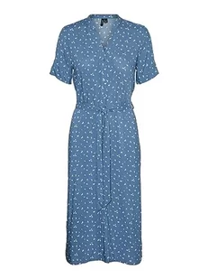 VERO MODA Sukienka damska VMVICA S/S Shirt Dress GA WVN NOOS, Captains Blue/Aop: liva, XL - Sukienki - miniaturka - grafika 1