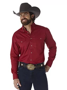 Wrangler Męska koszula robocza z nadrukiem pustyni z dwiema kieszeniami i długim rękawem na guziki, Czerwony, M - Koszule męskie - miniaturka - grafika 1