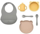 Sztućce dla dzieci - Zestaw obiadowy Olmitos silikonowy 7-elementów zielony  ! - miniaturka - grafika 1