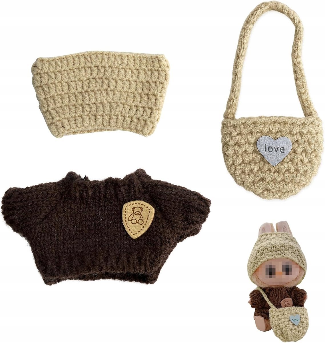 UBRANKA DLA LALKI 17cm 1 i 2 GENERACJA AKCESORIA SWETER PREZENT ZESTAW 17cm
