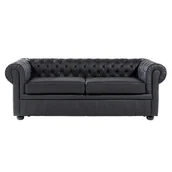 Sofy i kanapy - Beliani Sofa 3-osobowa skórzana czarna CHESTERFIELD 2843 - miniaturka - grafika 1