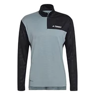 Koszulki męskie - adidas Męska koszulka z długim rękawem Mt Half Zi Ls, Magiczny Szary/Magiczny Szary/Czarny, XL - miniaturka - grafika 1