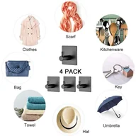 Wieszaki łazienkowe - Wieszak ścienny do łazienki, wieszak na ręczniki kuchenne, wieszak na obrazy bez wiercenia, samoprzylepny hak ze stali nierdzewnej, czarny - miniaturka - grafika 1