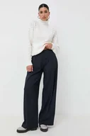 Spodnie damskie - Silvian Heach spodnie damskie kolor granatowy szerokie high waist - miniaturka - grafika 1