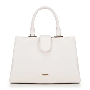 Damski kuferek z imitacji skóry dwukomorowy kremowy - Torebki damskie Damski kuferek z imitacji skóry dwukomorowy kremowy - Torebki damskie - miniaturka - grafika 1