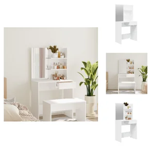 vidaXL Toaletka z lustrem biała 74,5x40x141 cm - Toaletki - Toaletki - miniaturka - grafika 1
