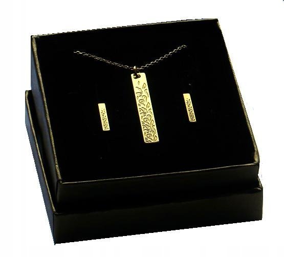 Złoty Komplet CELEBRYTKA blaszka prostokąt srebro 925