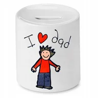 Skarbonki - SKARBONKA DLA TATY I LOVE DAD KOCHAM TATĘ PREZENT z Nadrukiem ze Zdjęciem + Opakowanie na prezent (wzór 02) - miniaturka - grafika 1