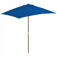 Parasole ogrodowe - vidaXL Parasol ogrodowy na drewnianym słupku, niebieski, 150x200 cm vidaXL - miniaturka - grafika 1