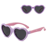 Okulary przeciwsłoneczne - Dziecięce 2-4 lata gumowe okulary przeciwsłoneczne polaryzacyjne serce POL-JR-65B fiolet/róż - miniaturka - grafika 1
