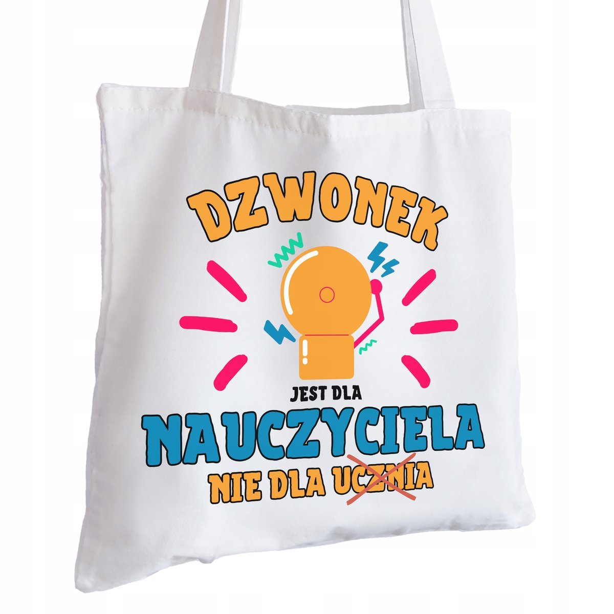 Torba Bawełniana biała dla Nauczyciela Na Prezent ekologiczna Trwały Nadruk